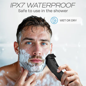 IPX7 waterproof design allows wet or dry grooming sessions