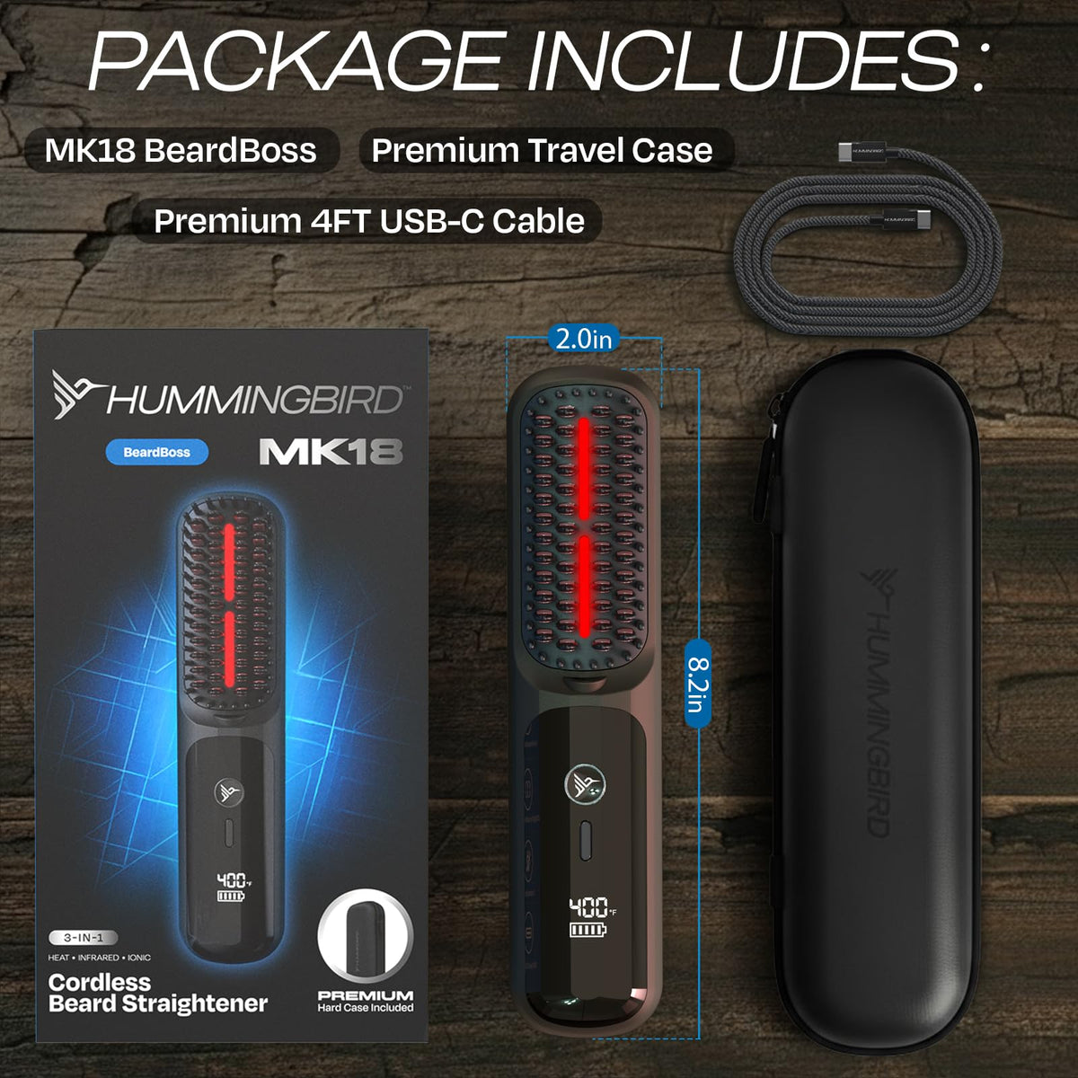 HUMMINGBIRD MK18 USB-C charging offers quick power for daily grooming.