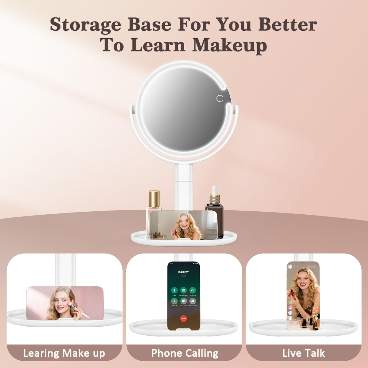 HUNCAB mirror includes storage tray and hidden phone stand