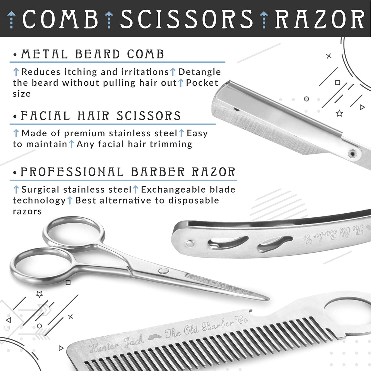 Hunter Jack beard scissors ready for precise trimming