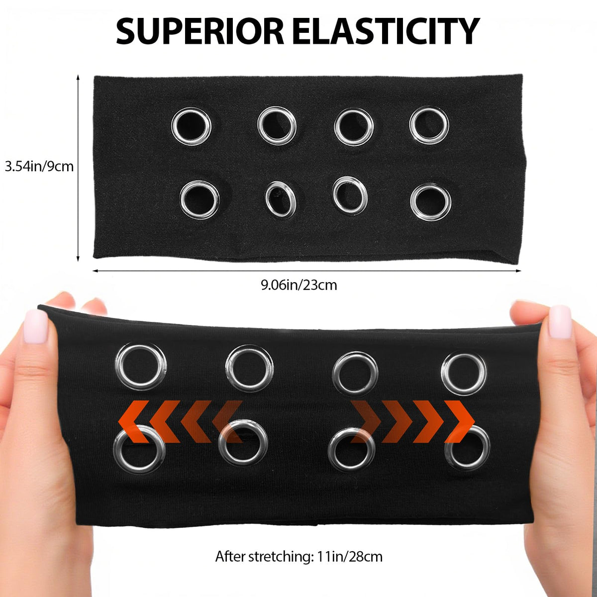 Huoflame black hollow-eyelet headband offering versatile daily wear.