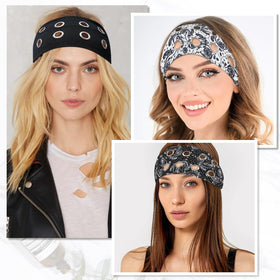 Streetwear-ready headband pairs with denim or leather looks.