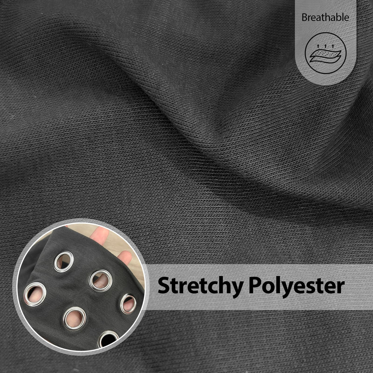 Wide punk headband close-up shows durable grommet detailing.