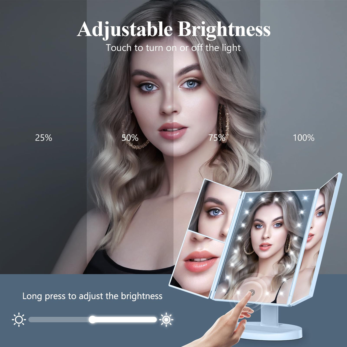 HUONUL makeup mirror 3x magnification for precise eyeliner work