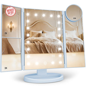 HUONUL makeup mirror with lights on a desk for clear makeup illumination