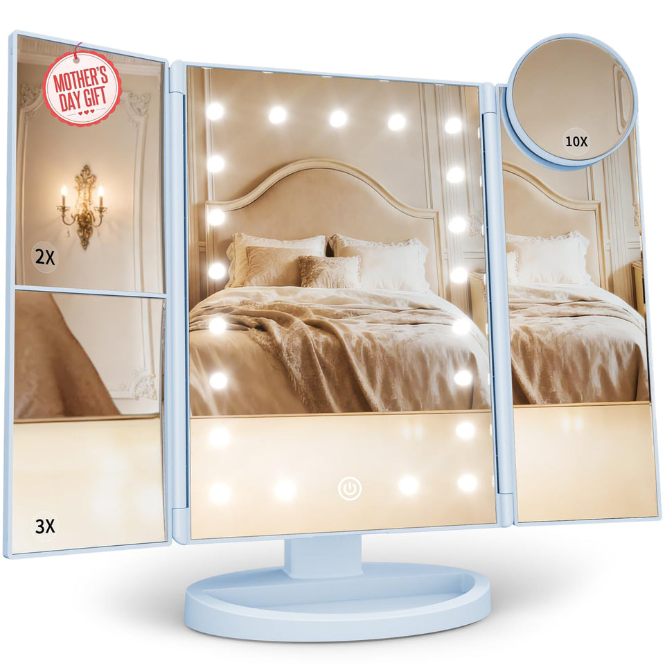 HUONUL makeup mirror with lights on a desk for clear makeup illumination