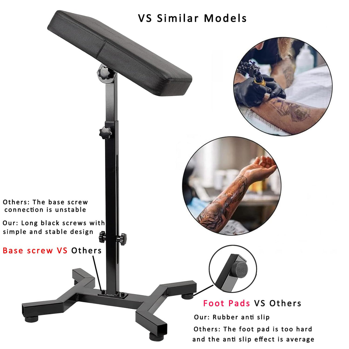 HUOXOU arm rest stand features adjustable height for optimal artist ergonomics.