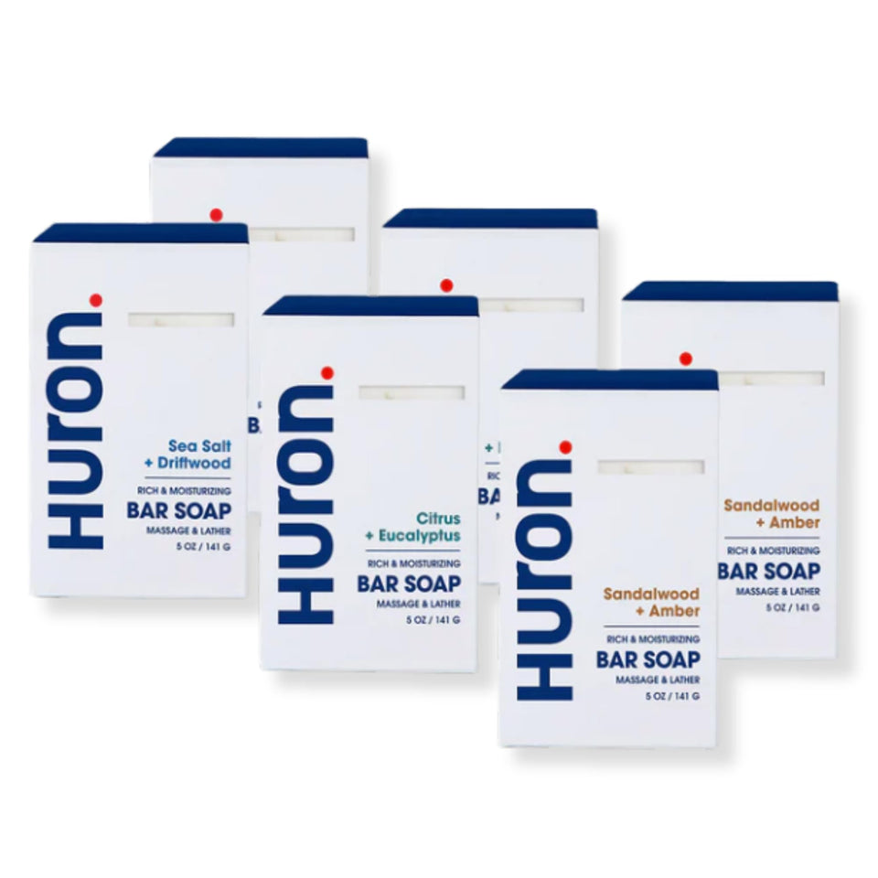 Huron Citrus + Eucalyptus bar soap lather for a refreshing daily cleanse