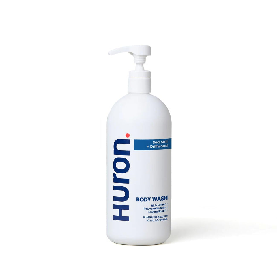 Huron Body Wash Sea Salt Driftwood bottle for daily refreshing cleanse