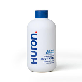 Huron body wash bottle with sea salt driftwood scent for daily refresh