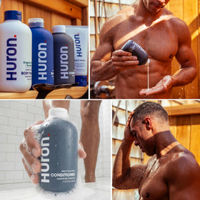 Huron conditioner clean formula icon underlines phthalate- and sulfate-free care