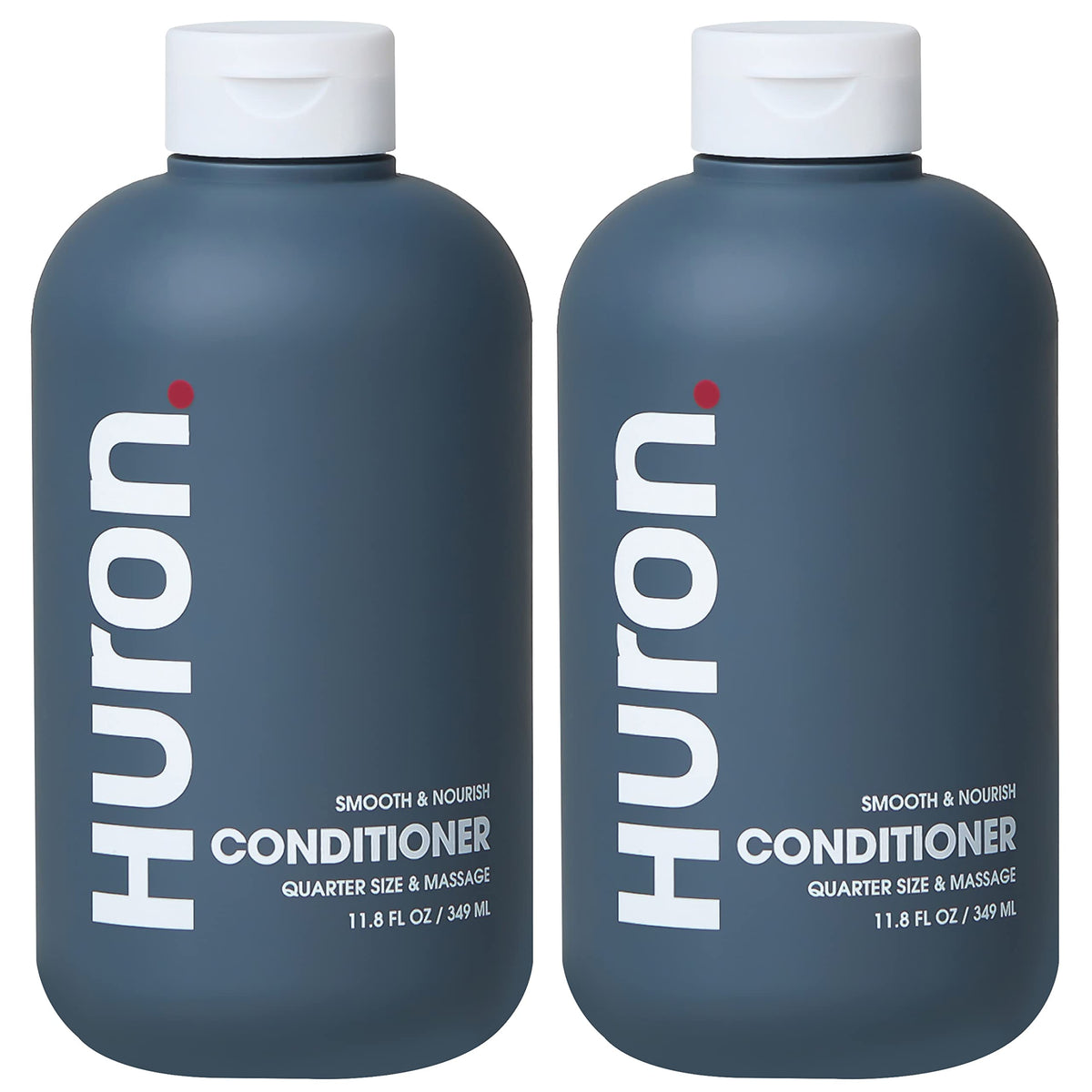 Huron conditioner bottle front showing strengthening formula for healthier hair