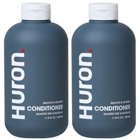 Huron conditioner bottle front showing strengthening formula for healthier hair
