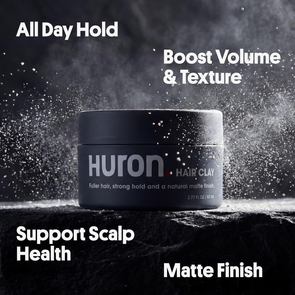 Huron Hair Clay applied to dry hair for textured, flexible hold.