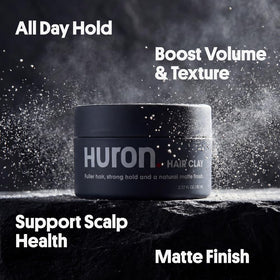Huron Hair Clay applied to dry hair for textured, flexible hold.