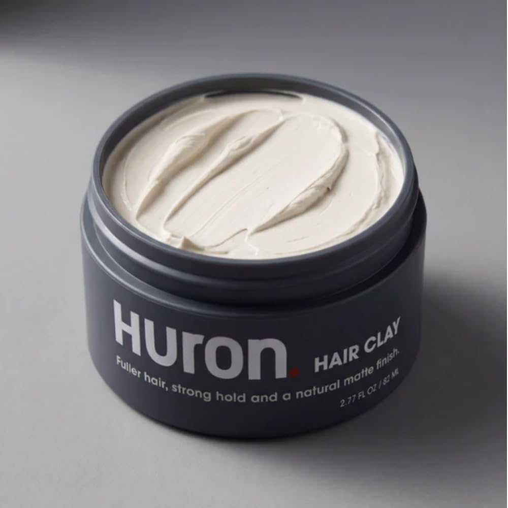 Huron Hair Clay displays a clean matte finish for everyday styling.