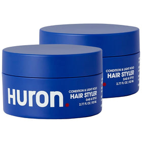 Huron Hair Styler packaging shows paraben-free formula for daily grooming.