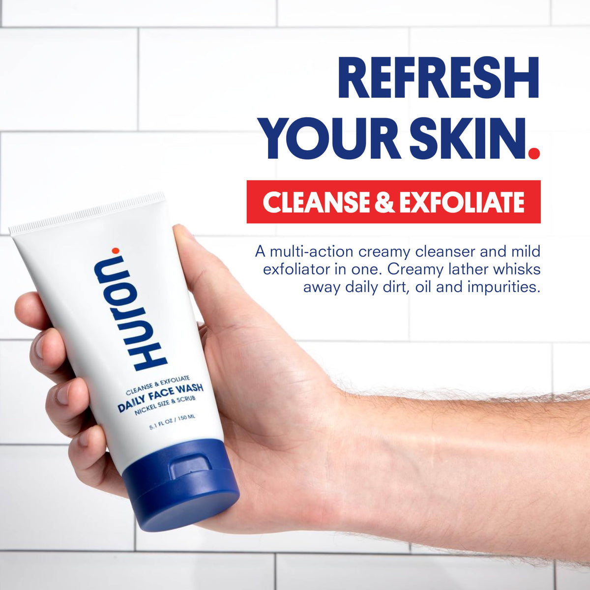 Huron Men’s Face Wash exfoliating particles polishing skin for refreshed feel