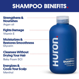Huron shampoo clean-label graphic highlights phthalate-free, non-toxic formula