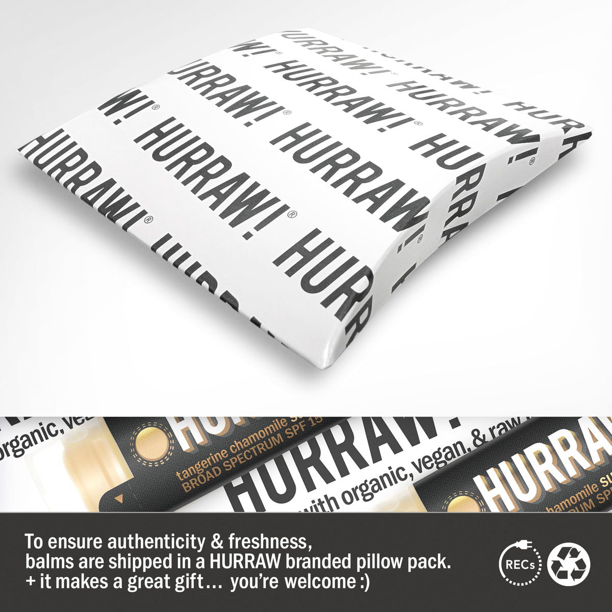 Eco-friendly packaging detail on Hurraw Moon Night Lip Balm.