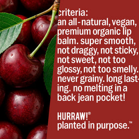 Hurraw! natural ingredients label emphasizing organic and vegan features.