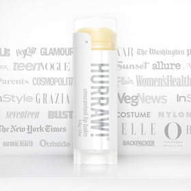 Hurraw! balm packaging communicates vegan, gluten-free, cruelty-free credentials.