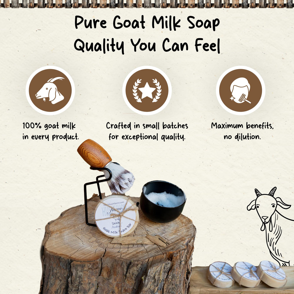 HushHush Farm plastic-free packaging promotes sustainable grooming without waste.