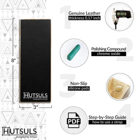 Hutsuls strop block non-slip base keeps sharpening stable during use.