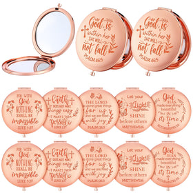 Huwena 12 piece Christian mirrors set in rose gold for gifting and faith reminders