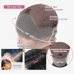 HUWOKS 360 body wave lace front wig bun ready option