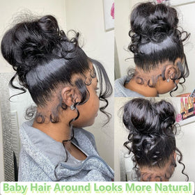 HUWOKS 360 body wave wig pre-plucked hairline with baby hairs for natural appearance