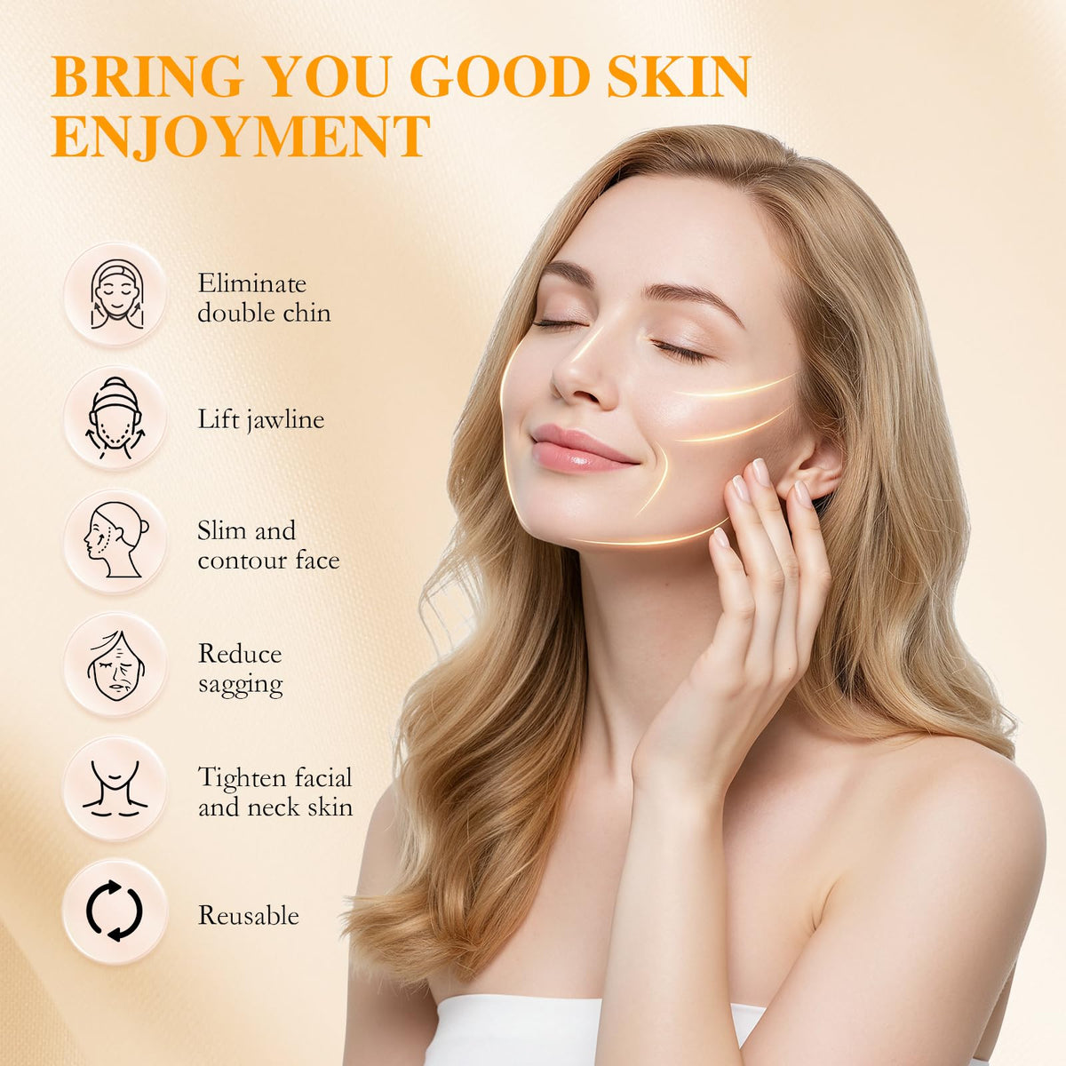 Huxihom Collagen Face Sculpt Wrap featuring open-ear design suitable for glasses wearers.