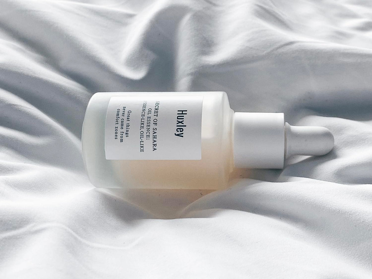 Huxley Secret of Sahara Oil Essence application sequence shows AM/PM layering versatility.