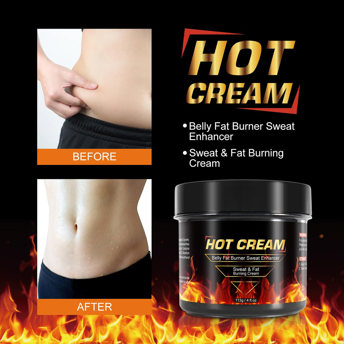 HUYEHF Sweat Cream targets zones, promoting elasticity during exercise.