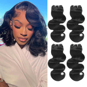 HVN-KVVM body wave bundles 12-14 inch pack front for a natural, voluminous look