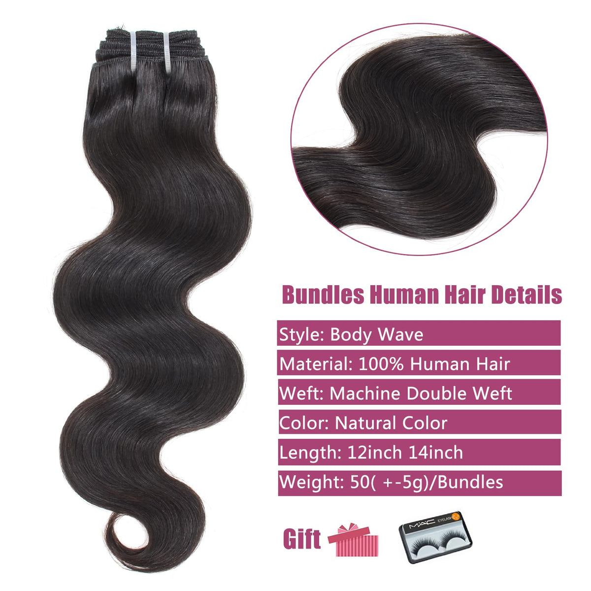 HVN-KVVM body wave bundles weft closeup showing tight weave and smooth texture