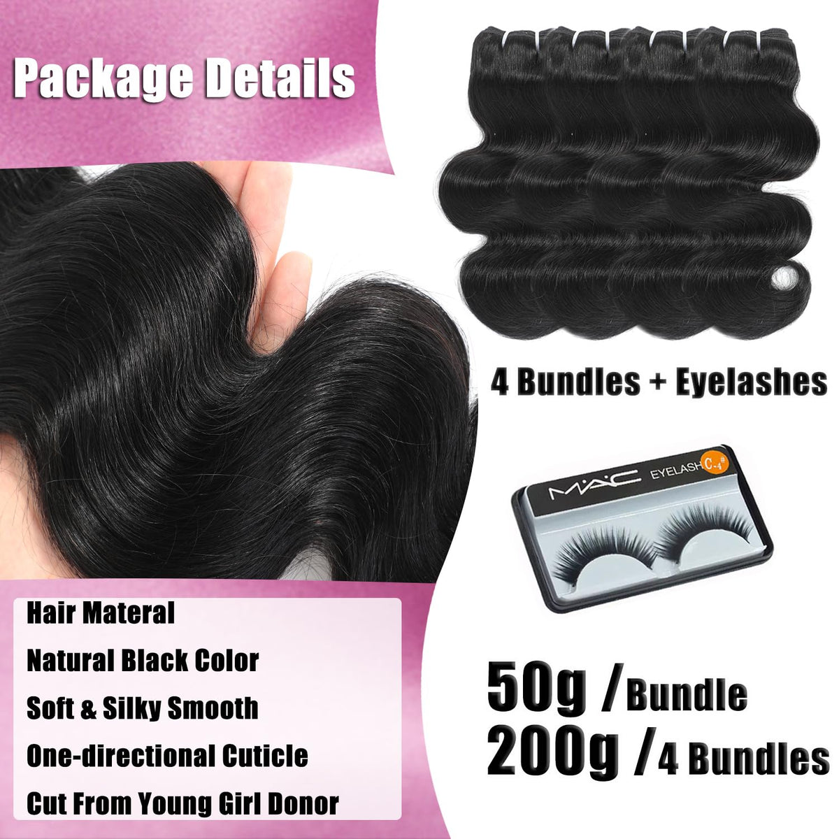 HVN-KVVM Natural black shade 14-16 inch bundles ready to install