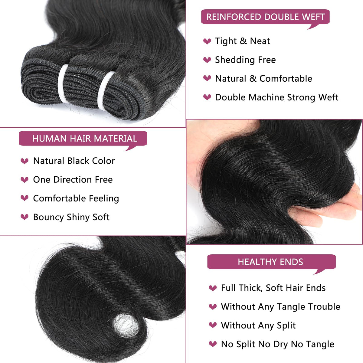HVN-KVVM Brazilian virgin hair close-up shows soft, lustrous texture
