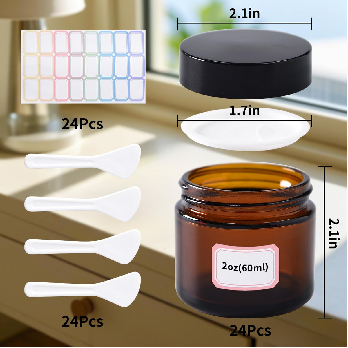 HXARTMIS 2oz amber jar designed for cream and lotion on the go.