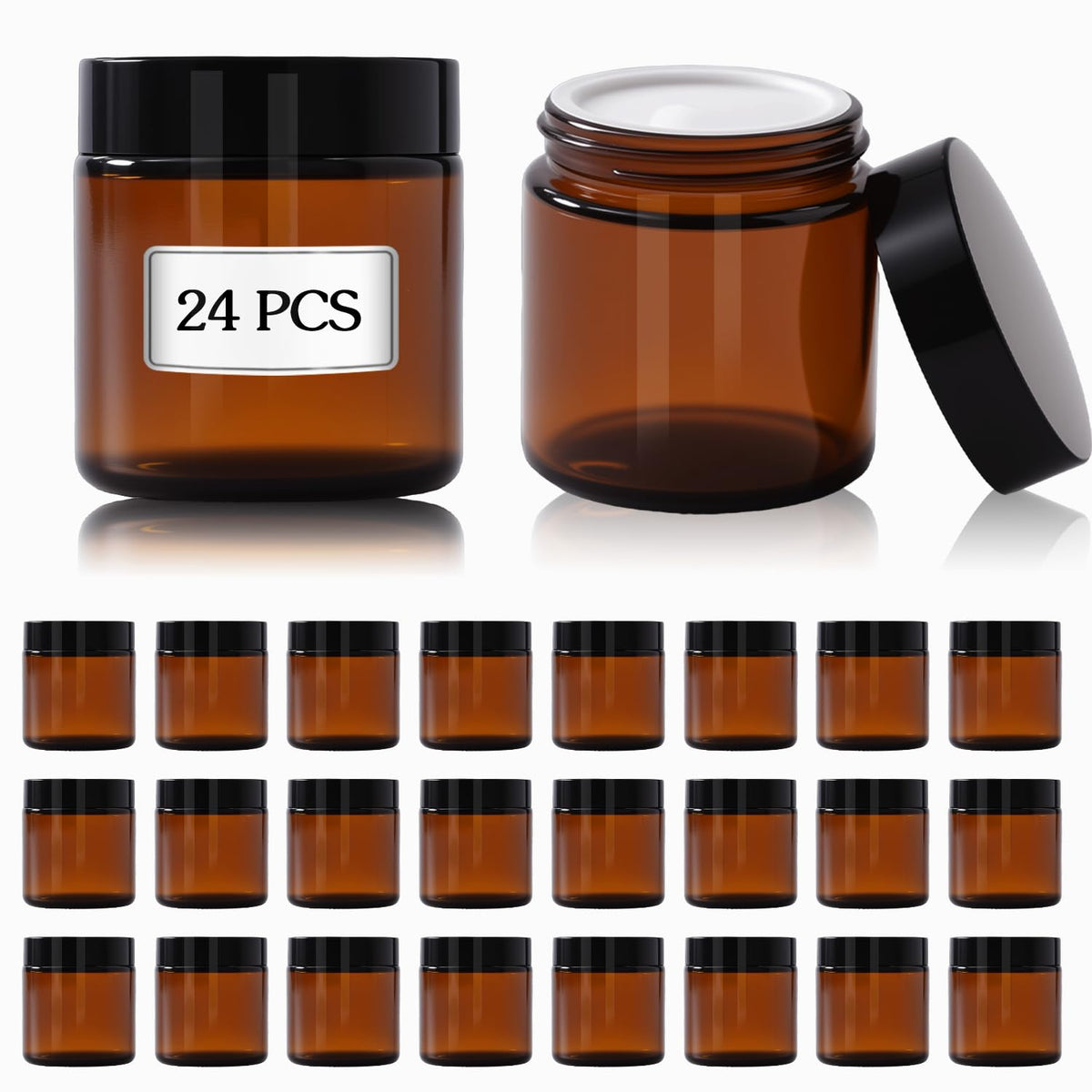 HXARTMIS amber glass jar pack with lids for cosmetic storage and gifting possibilities