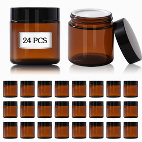 HXARTMIS amber glass jar pack with lids for cosmetic storage and gifting possibilities