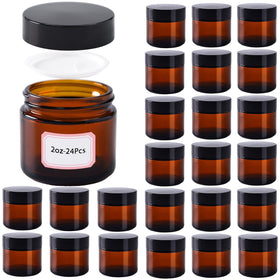 HXARTMIS amber glass jar with lid for secure cosmetic storage.