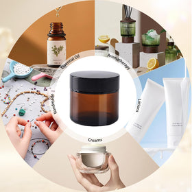 HXARTMIS vanity-ready amber jar for elegant beauty display.