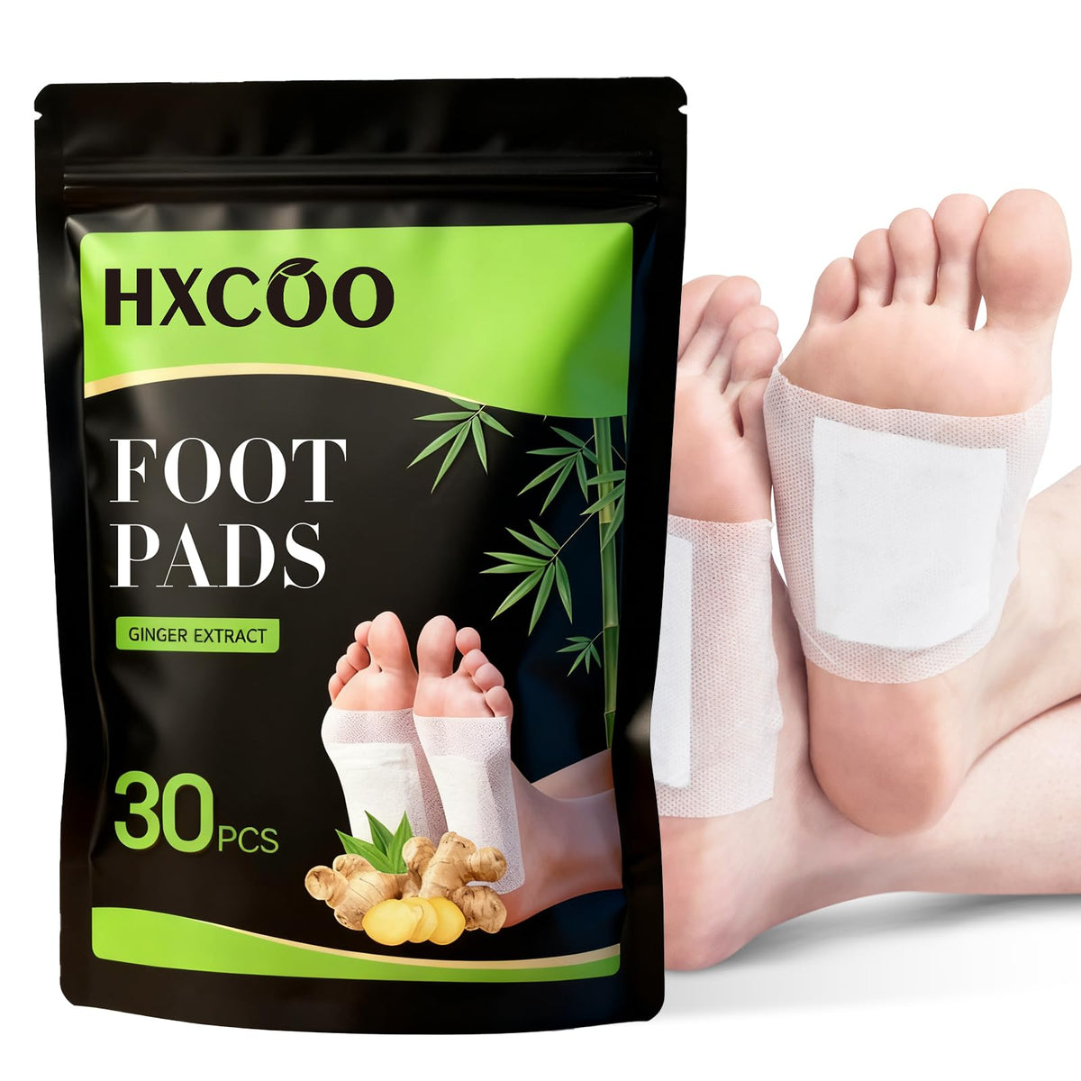 HXCOO Ginger Foot Pads box scene showing kit for use