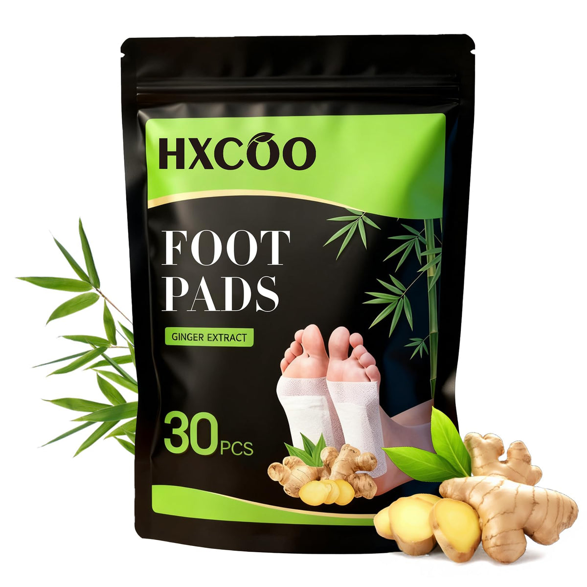 HXCOO Ginger Foot Pads packaging shown for at-home use