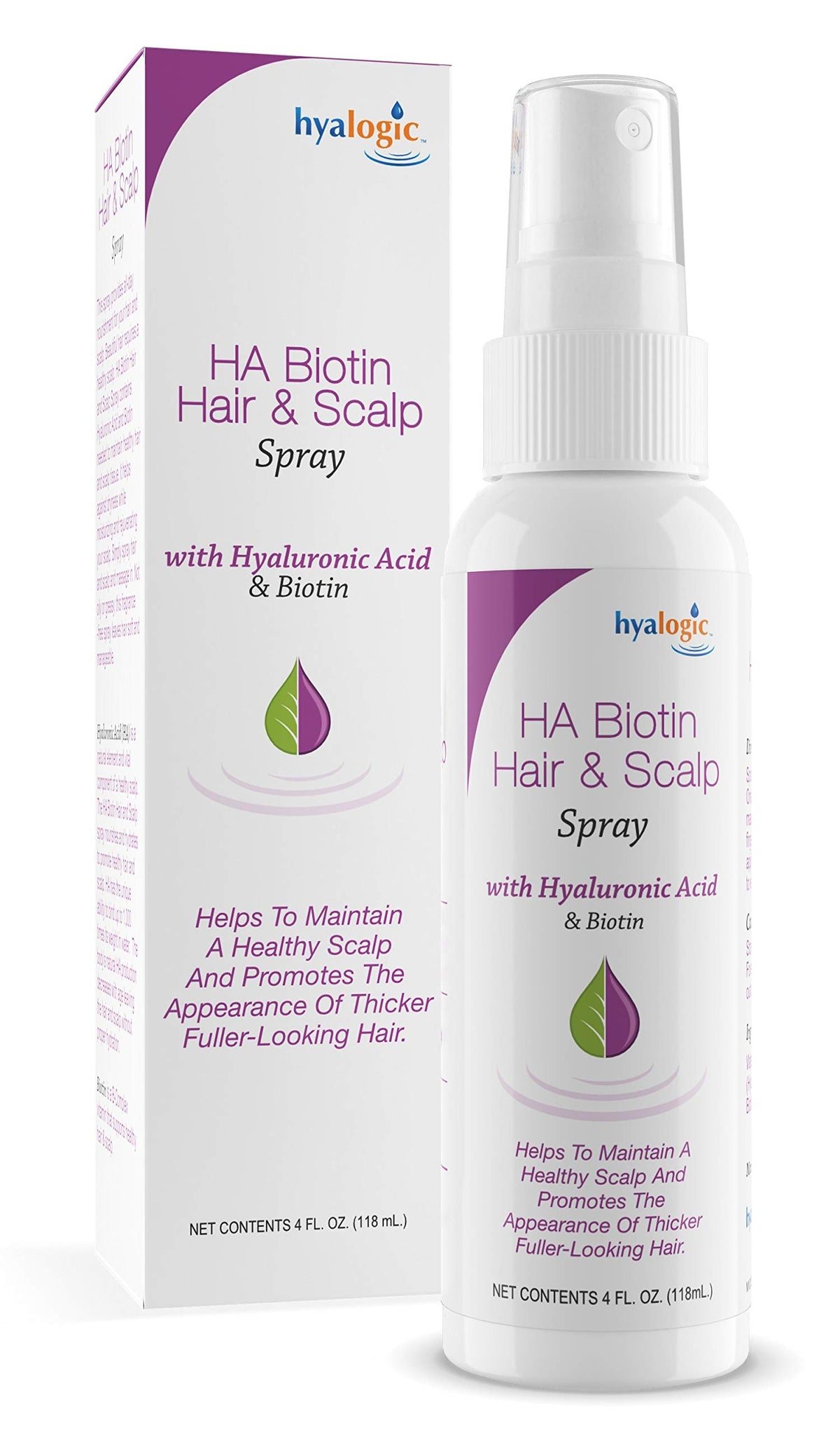 Hyalogic Biotin Volumizing Hair Spray bottle hydrates scalp and adds fullness
