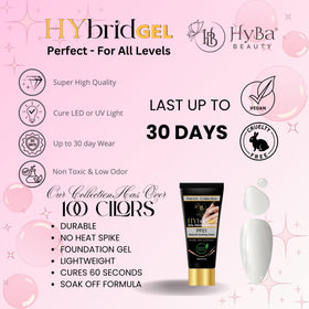 HYBA HyGEL Clear 60ml bottle back label with vegan cruelty-free formula