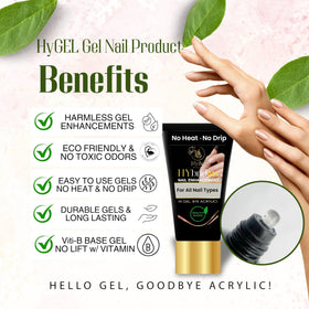 HYBA HyGEL Clear 60ml swatches show natural finish and buildable strength