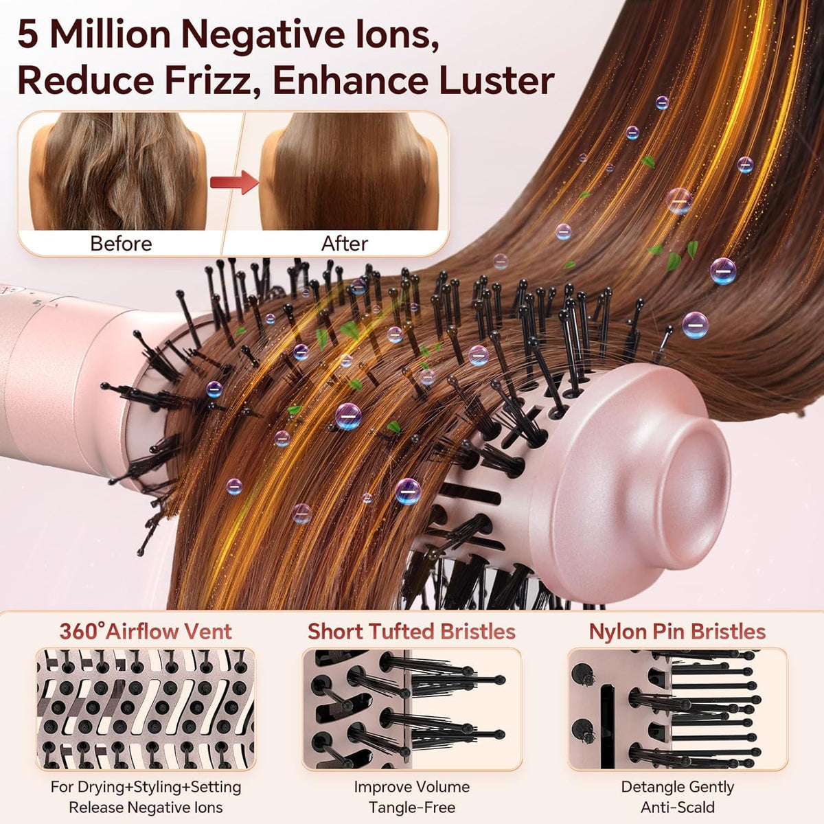 HydraStyl 5in1 ionic ceramic technology delivers smooth heat and frizz control.