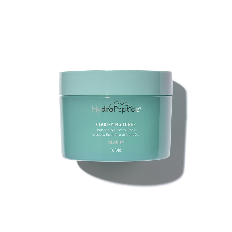 HydroPeptide Clarifying Toner Pads bottle image for balanced, clearer-looking skin.